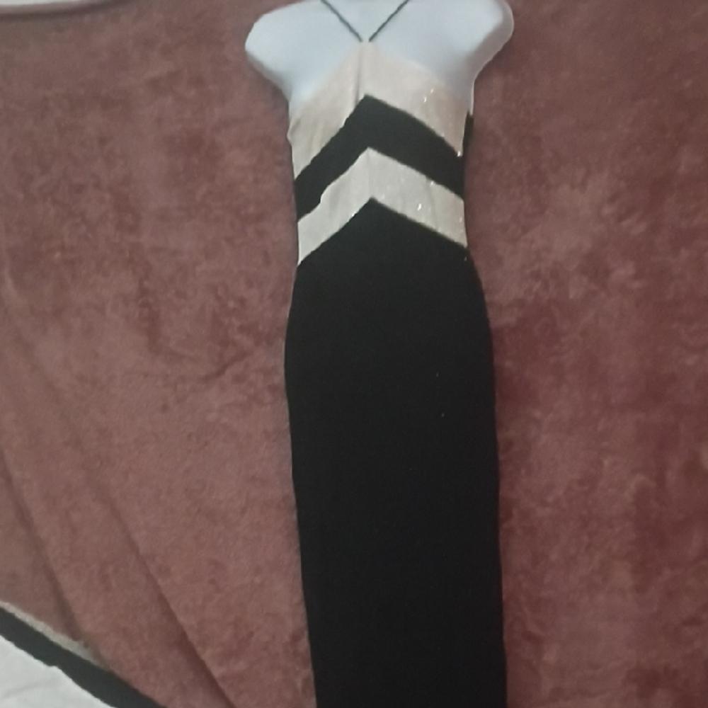 Blondie Nites Strapless Black and Cream Dress